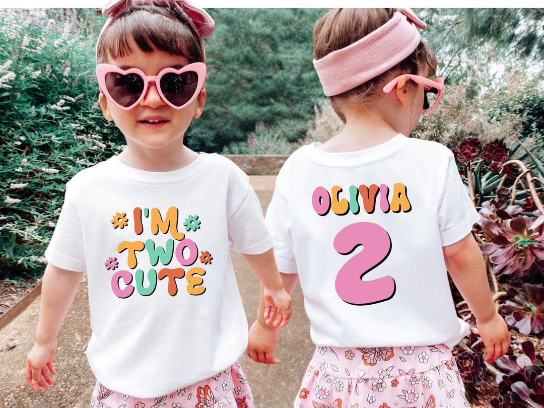 Custom I'm Two Cute Birthday Shirt, Personalized 2nd Birthday Girl ...