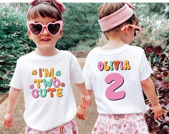 Custom I'm Two Cute Birthday Shirt, Personalized 2nd Birthday Girl Shirt, Birthday Toddler Girl Tee, Second Birthday Gift, 2 Year Old Outfit