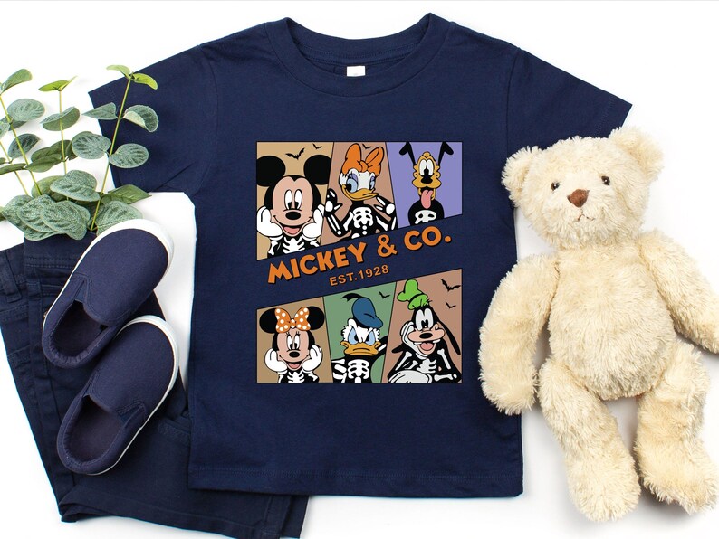 Mickey & Co Halloween Toddler Shirt, Disney Halloween Kids Shirt, Skeleton Disney Characters Tee, Cute Spooky Halloween Shirt for Kids image 6