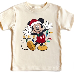 Christmas Mickey Kids Shirt, Disney Holiday Toddler Tee, Disney Mickey Mouse Christmas Lights Shirt, Cute Santa Mouse Baby Christmas Outfit