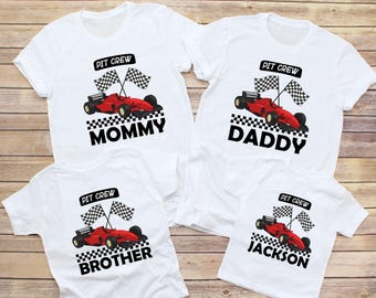 Custom Pit Crew Family Shirts: Race Car Birthday Party Matching Outfits