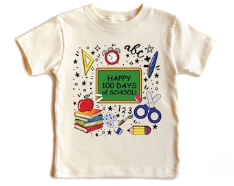 Happy 100 Days of School Shirt, 100th Day of School Shirt, Kids 100 Days of School Celebration Shirt, School Supplies 100 Days Toddler Shirt