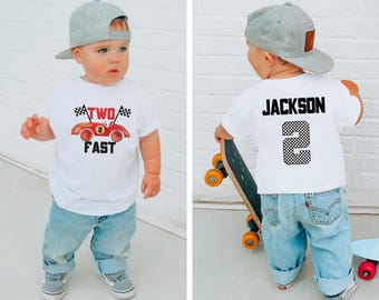 Two Fast Birthday Shirt: Race Car 2nd Birthday Outfit