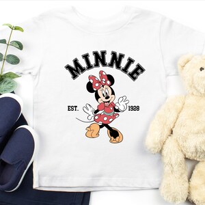 Chemise Minnie Mouse Est 1928, t-shirt Disney pour tout-petits, chemise classique pour tout-petits Minnie, jolie tenue Disney rétro pour les filles image 2