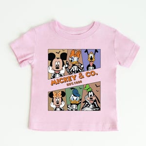Mickey & Co Halloween Toddler Shirt, Disney Halloween Kids Shirt, Skeleton Disney Characters Tee, Cute Spooky Halloween Shirt for Kids image 2