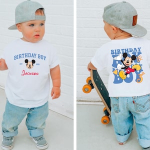 Custom Mickey Birthday Boy Shirt, Disney Birthday Party Shirt for Kids, Birthday Toddler Boy Gift, Baby Boy Birthday Outfit, Name & Age Tee