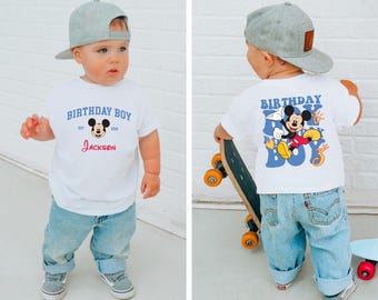 Custom Mickey Birthday Boy Shirt, Disney Birthday Party Shirt for Kids, Birthday Toddler Boy Gift, Baby Boy Birthday Outfit, Name & Age Tee