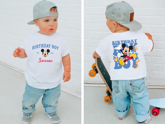 Custom Mickey Birthday Boy Shirt, Disney Birthday Party Shirt for Kids, Birthday Toddler Boy Gift, Baby Boy Birthday Outfit, Name & Age Tee