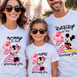 Custom Minnie Birthday Girl Shirt, Matching Family Disney Birthday Party Shirt, Minnie Birthday Toddler Tee, Mommy Daddy Birthday Shirt Set