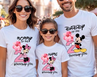 Custom Minnie Birthday Girl Shirt, Matching Family Disney Birthday Party Shirt, Minnie Birthday Toddler Tee, Mommy Daddy Birthday Shirt Set