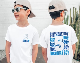 Personalized Birthday Boy Shirt, Custom Name Age Groovy Blue Birthday Boy Tee, Birthday Toddler Boy Outfit, Birthday Party Baby Boy Gifts