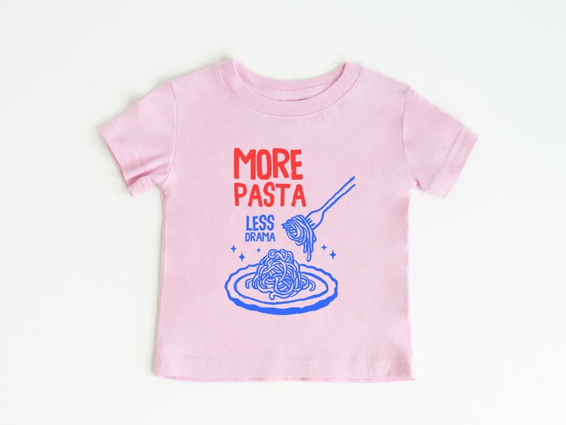 Funny Toddler Pasta Shirt: More Pasta Less Drama Italian Foodie Tee Bild 6