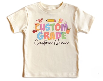 Personalized Custom Grade Shirt, Custom Name Back to School Tee, First Day of School Shirt, Any Grade Kids Shirt