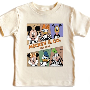 Mickey & Co Halloween Toddler Shirt, Disney Halloween Kids Shirt, Skeleton Disney Characters Tee, Cute Spooky Halloween Shirt for Kids image 1