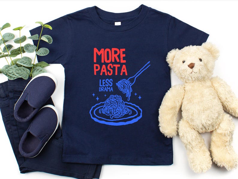 Funny Toddler Pasta Shirt: More Pasta Less Drama Italian Foodie Tee Bild 7