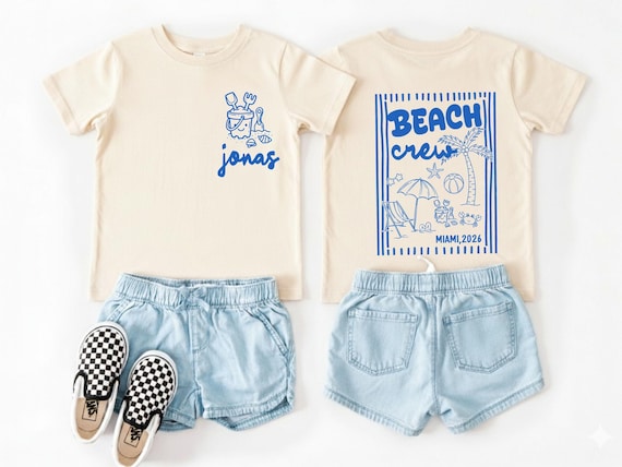 Personalized Beach Kids Shirt, Custom Vacation Kids Outfit, Name Year Location Shirt, Toddler Beach Outfit, Baby Summer Tee