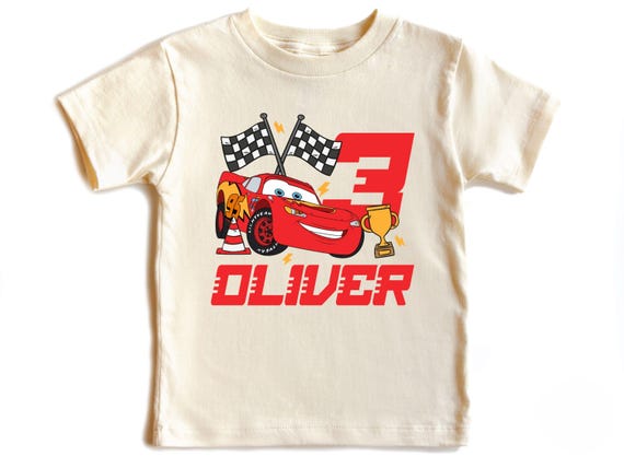 Custom Race Car 3rd Birthday Boy Shirt: Lightning Party Outfit, Racing 3 Year Old