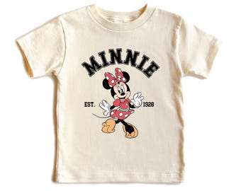Minnie Mouse Est 1928 Shirt, Toddler Disney Tee, Classic Minnie Toddler Shirt, Cute Retro Disney Outfit for Girls