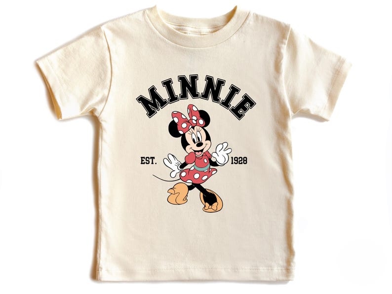 Chemise Minnie Mouse Est 1928, t-shirt Disney pour tout-petits, chemise classique pour tout-petits Minnie, jolie tenue Disney rétro pour les filles image 1
