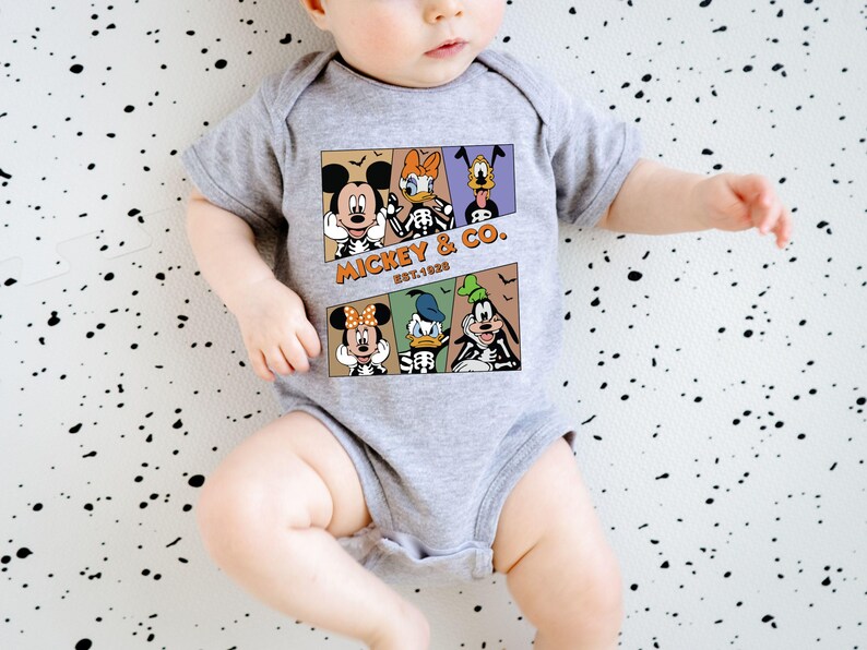 Mickey & Co Halloween Toddler Shirt, Disney Halloween Kids Shirt, Skeleton Disney Characters Tee, Cute Spooky Halloween Shirt for Kids image 5