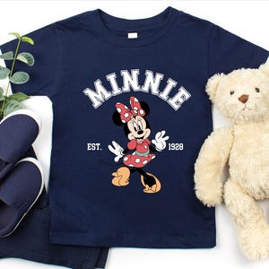 Chemise Minnie Mouse Est 1928, t-shirt Disney pour tout-petits, chemise classique pour tout-petits Minnie, jolie tenue Disney rétro pour les filles image 5