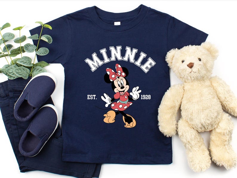 Chemise Minnie Mouse Est 1928, t-shirt Disney pour tout-petits, chemise classique pour tout-petits Minnie, jolie tenue Disney rétro pour les filles image 5