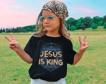 Jesus is King Christian Kids Shirt, Religious Gift Tee for Boys and Girls, Faith Youth Sweatshirt