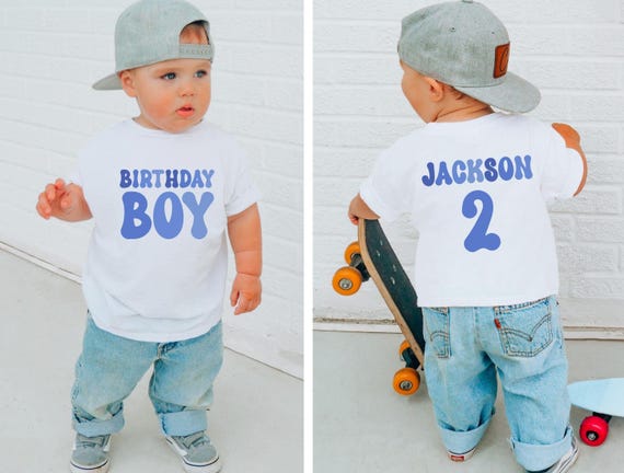 Custom Birthday Boy Toddler Shirt, Kids Birthday Boy Shirt, Birthday Boy Gift, Baby Birthday Outfit, Baby Boy 1st Bday Tee, Name and Age Tee