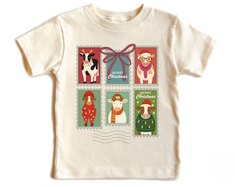 Christmas Cow Shirt for Toddler Youth: Coquette Bow Animal Farm Holiday Kids Tee