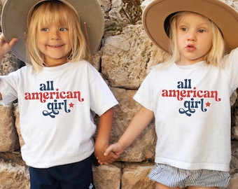 All American Girl Toddler Shirt: Retro 4th of July USA Tee