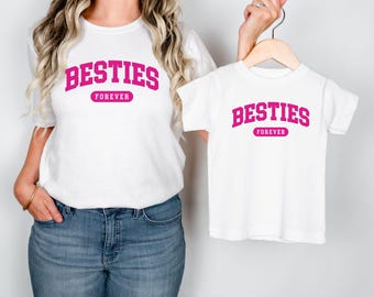 Besties Mom and Daughter Matching Shirt, Mommy and Me Shirts, Pink Mama and Baby Girl Outfit, First Mother Day Gift, Mothers Day Tee