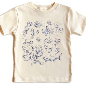 Vintage Sea Life Toddler Shirt: Ocean Animals Tee, Octopus, Shark