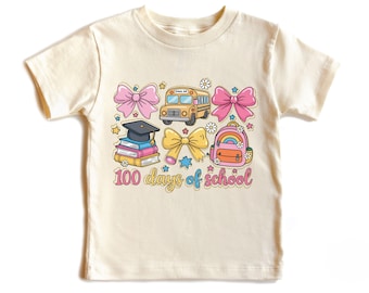 Coquette Bow 100 Days of School Shirt, Girls 100th Day of School Shirt, Kindergarten 100 Days Outfit, 100 Days Toddler Girl Shirt
