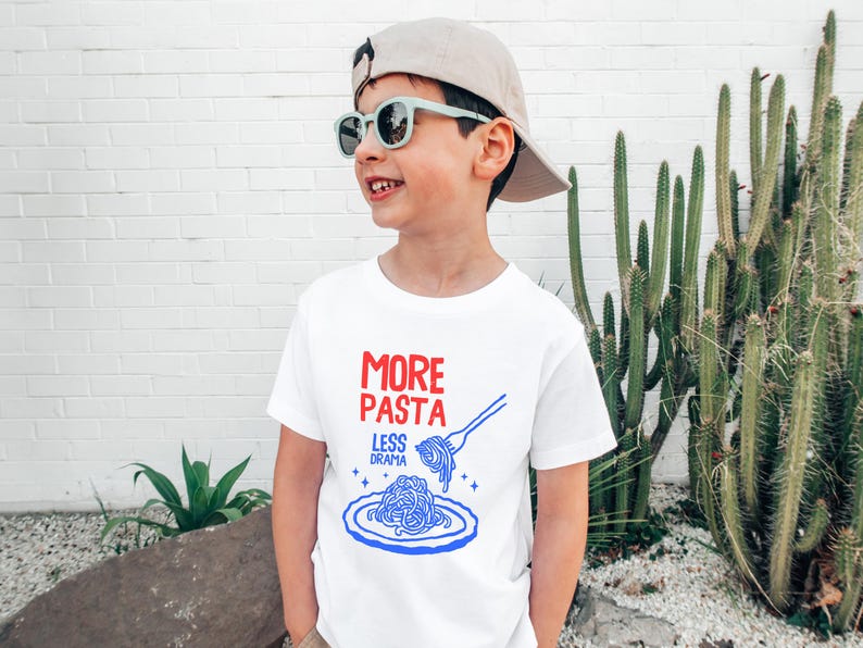 Funny Toddler Pasta Shirt: More Pasta Less Drama Italian Foodie Tee Bild 2