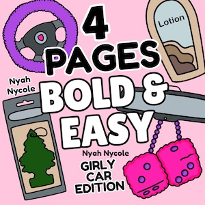 4 cozy girly car bold & easy coloring pages printable | cozy simple girly coloring pages | coloring pages for women, Teens and girls PDF