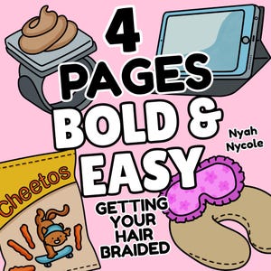 4 cozy Braid day bold & easy coloring pages printable | cozy simple girly coloring pages | coloring pages for black women, Teens, girls PDF