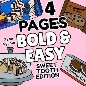 4 cozy food bold & easy coloring pages printable | cozy sweets coloring pages | coloring pages for women, Teens and girls PDF