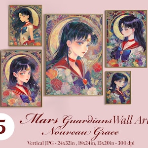 5 Mars Guardians Nouveau Grace Wall Art Sailor Scouts Posters Anime Printable Wall Art Anime Prints & Wall Decor Digital Download