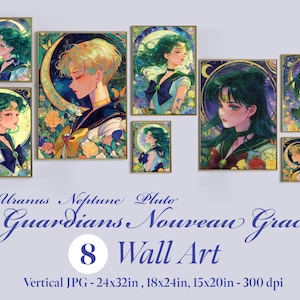 8 Uranus Neptune Pluto Guardians Nouveau Grace Wall Art Posters Anime Printable Wall Art Anime Prints & Wall Decor Digital Download