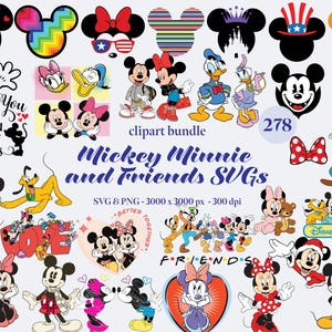 Mickey Mouse & Friends SVGS Clipart Minnie Mouse Goofy Donald Daisy Pluto Digital SVG For Cricut Cutting Machine Vector T-Shirt Sublimation