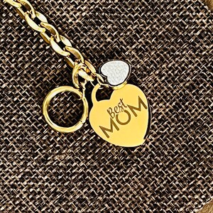 Personalised Bracelet 18K Gold Plated · Engraved Name Charm Bracelet Heart Crystal · Wedding Gift, Anniversaries, Mother’s Day, Gift for Her