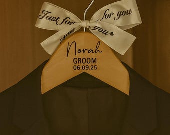 Engraved Wooden Groom Hanger | Personalized Wedding Gift