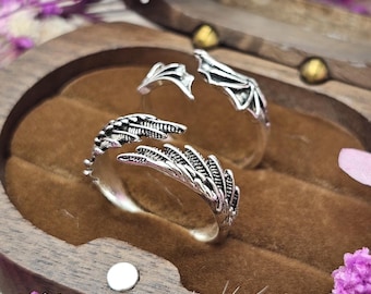 Matching ring , couple ring , promise ring , Angel & Devil Wings , Matching Statement Bands, Elegant Rings, Gift for Women and Men