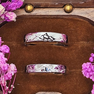 S925 Mountain Ocean Couple Rings, Matching rings Trendy Best Friend Gift, Friendship Matching, Promise Rings, Valentin, cadeaux, souvenir
