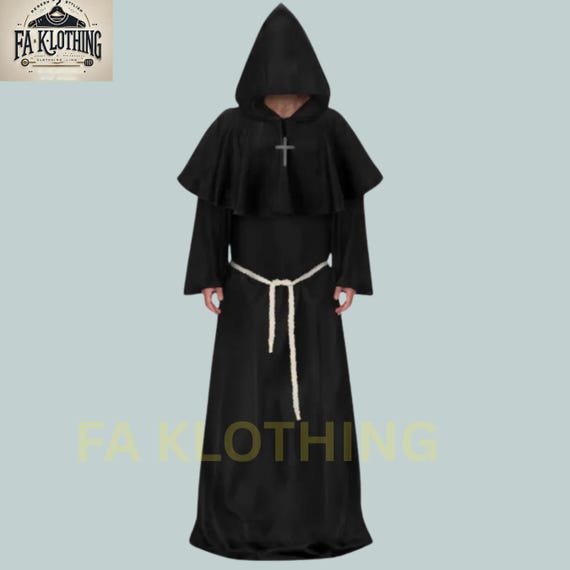 Tunica Medievale Da Monaco Cosplay – Set Completo Con Cappuccio E Mantello Per Uomo, Perfetto Per Halloween E Rievocazioni Rinascimentali