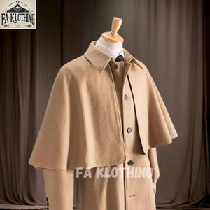 Beige Wolle Inverness Cape Mantel im viktorianischen Garrick Kutscher Stil