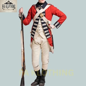 18世紀イギリス軍のレッドコート（軍服）の手作り制服：特注ウール