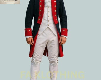 手作りの18世紀イギリス軍レッドコート将校制服：ウール製独立戦争