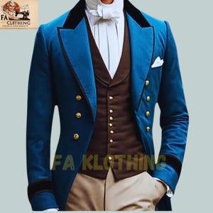 Handmade Regency Tailcoat: Navy Wool, Historical Reenactment Coat