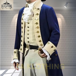Custom 18th Century Wool Officer Coat: George Washington Reenactment Costume